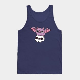 Cute Flying Vampire Bat With Skull Tank Top